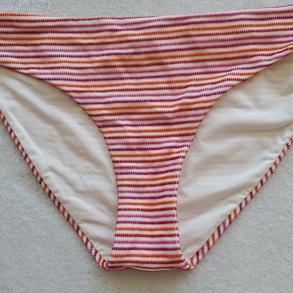 Onia Swim Pink Orange Red White Stripe Cheeky Bikini Bottoms Sz Small - Picture 2 of 10